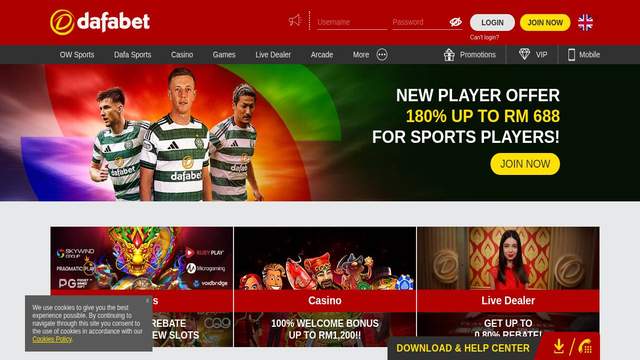 Dafabet casino screenshot